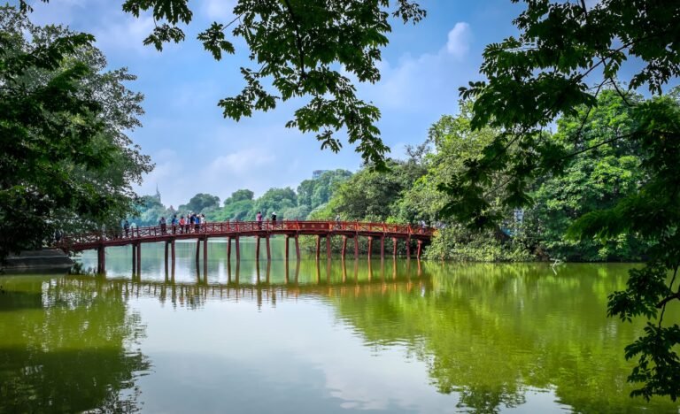 Huc Bridge on Hoan Kiem Lake