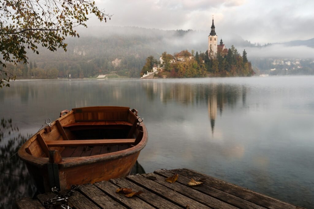 Lake Bled on a misty morning