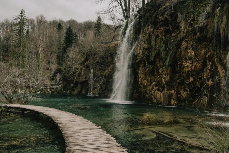Plitvice lakes boardwalk & waterfall, Croatia