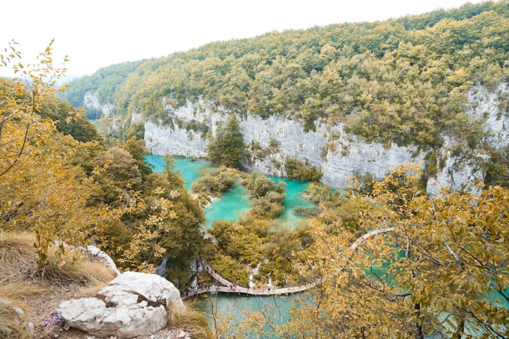 Plitvice Lakes and Waterfalls in Autumn, Croatia