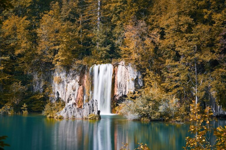 Plitvice Lakes and Waterfalls in Autumn, Croatia