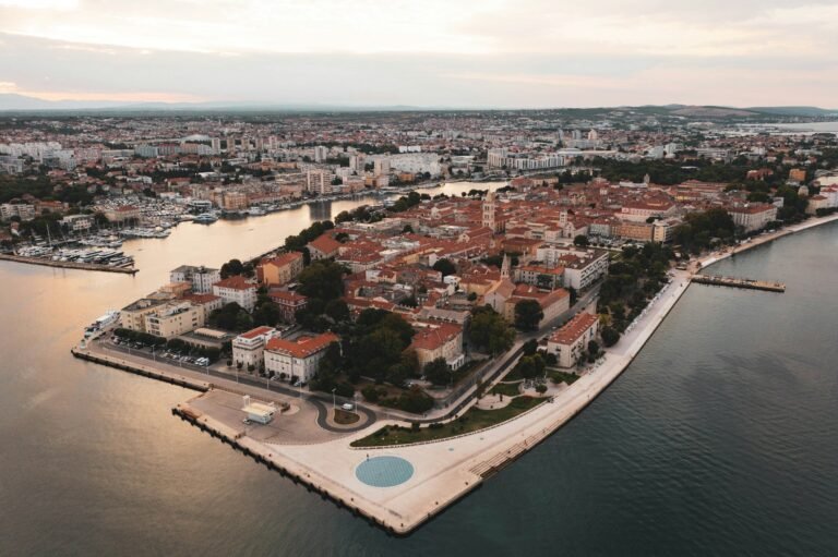 Zadar peninsula aerial sea view, Croatia